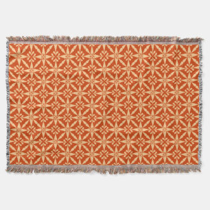 Ikat Star Pattern - Mandarin Orange Throw Blanket