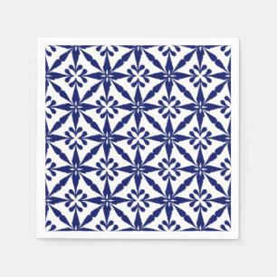 Ikat Star Pattern - Navy Blue and White Napkin
