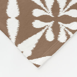 Ikat Star Pattern - Taupe Tan and White Fleece Blanket
