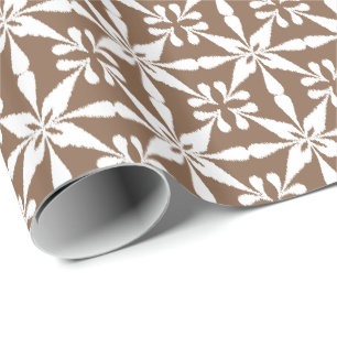Ikat Star Pattern - Taupe Tan and White Wrapping Paper