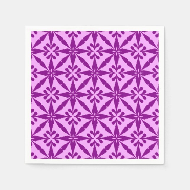 Ikat Star Pattern - Violet and Orchid Napkin (Front)