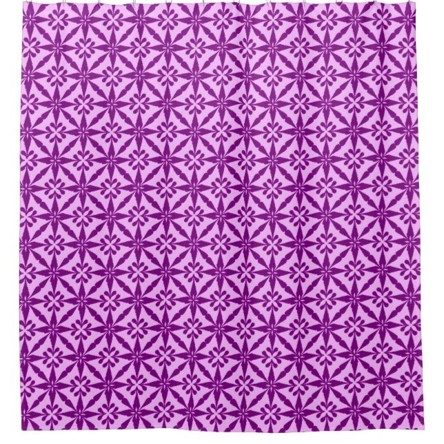 Ikat Star Pattern - Violet and Orchid Shower Curtain (Front)