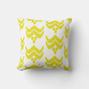 Ikat stylised floral - mustard gold and white cushion