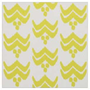 Ikat stylised floral - mustard gold and white fabric
