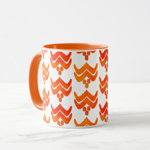 Ikat Stylised Floral - Orange and White Mug
