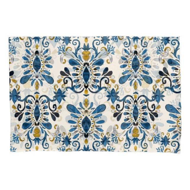 Ikat tie-dye, tribal watercolor pillowcase (Front)