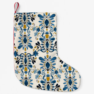 Ikat tie-dye, tribal watercolor small christmas stocking