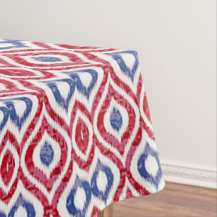 Ikat Tile in Red and Blue Tablecloth