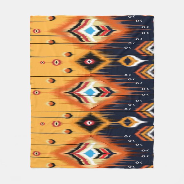 Ikat, tribal ethnic Aztec pattern. Fleece Blanket (Front)