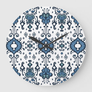 Ikat, tribal, ethnic seamless ornament. large clock