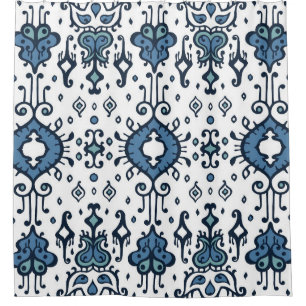 Ikat, tribal, ethnic seamless ornament. shower curtain