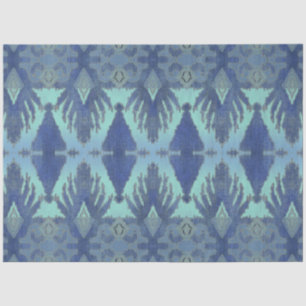 IKAT Tribal Pattern Navy Blue Geometric Decoupage Tissue Paper