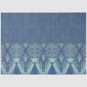 IKAT Tribal Pattern Navy Turquoise Blue Decoupage Tissue Paper