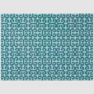 IKAT Tribal Pattern Teal Aqua Greek Key Decoupage Tissue Paper