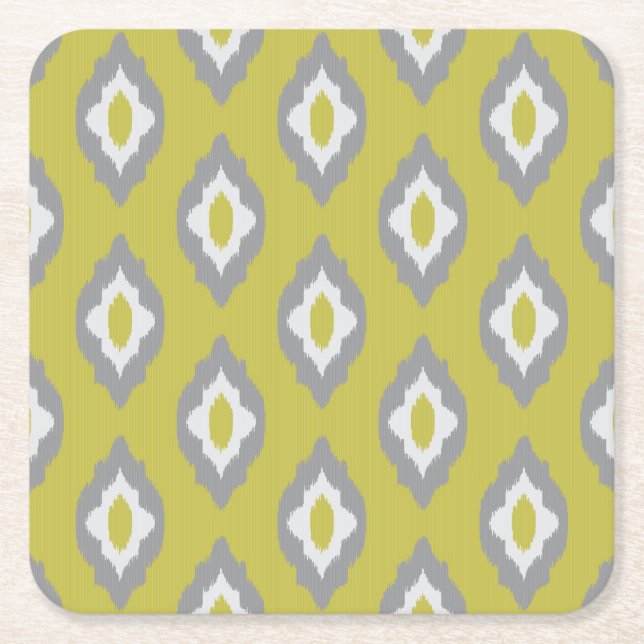 Ikat vintage pattern square paper coaster (Front)
