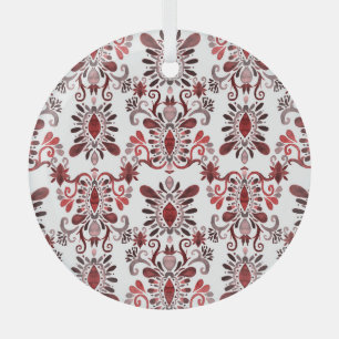 Ikat Watercolor: Tribal Ethnic Seamless. Glass Tree Decoration