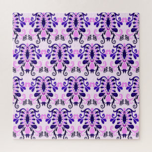 Ikat Watercolor: Tribal Ethnic Seamless Jigsaw Puzzle