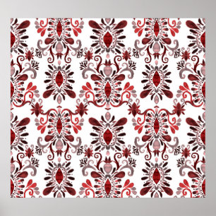 Ikat Watercolor: Tribal Ethnic Seamless. Poster