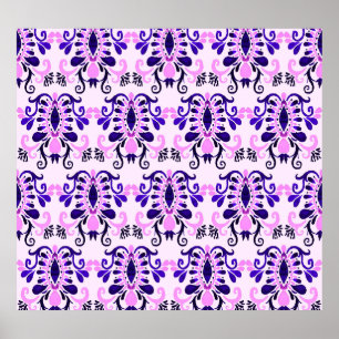 Ikat Watercolor: Tribal Ethnic Seamless Poster