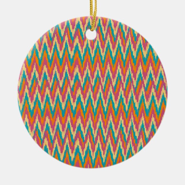 iKat Zigzag Design Spice Colours Ceramic Tree Decoration (Front)