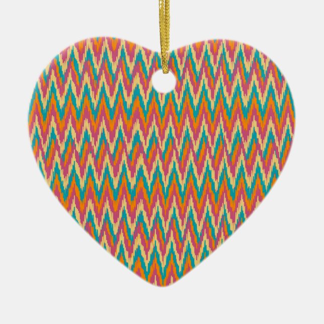 iKat Zigzag Design Spice Colours Ceramic Tree Decoration (Front)