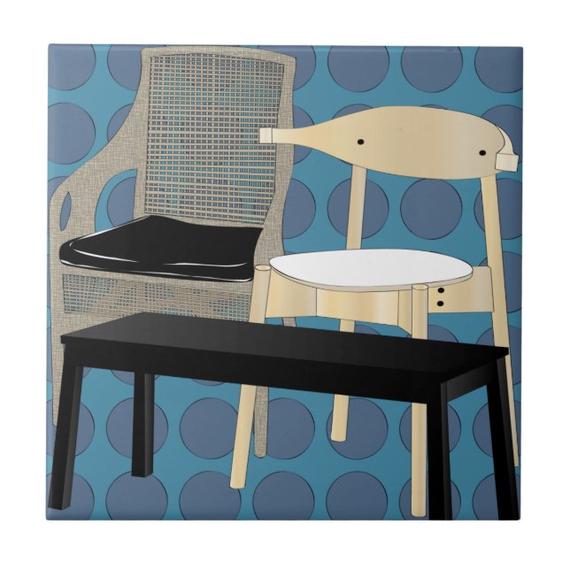 Ikea Furniture Chairs Blue Tile (Front)