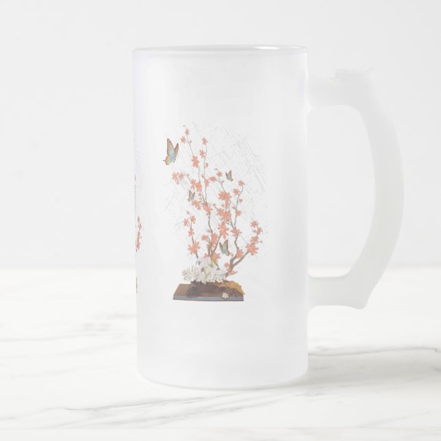 Ikebana display frosted glass beer mug (Right)