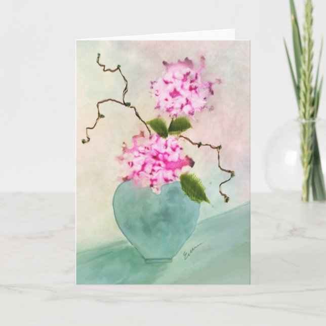 Ikebana Floral  Watercolor Greeting Card (Front)
