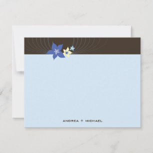 Ikebana Frangipani Blue Tropical Flowers Wedding Thank You Card