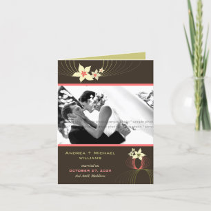 Ikebana Frangipani Pink Tropical Flower Wedding Announcement