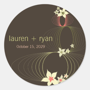 Ikebana Frangipani Pink Tropical Flower Wedding Classic Round Sticker