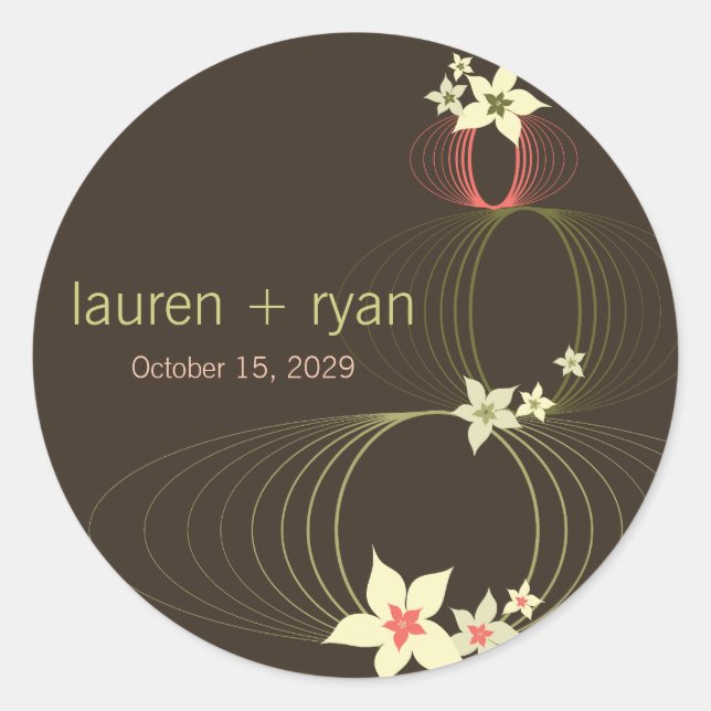 Ikebana Frangipani Pink Tropical Flower Wedding Classic Round Sticker (Front)