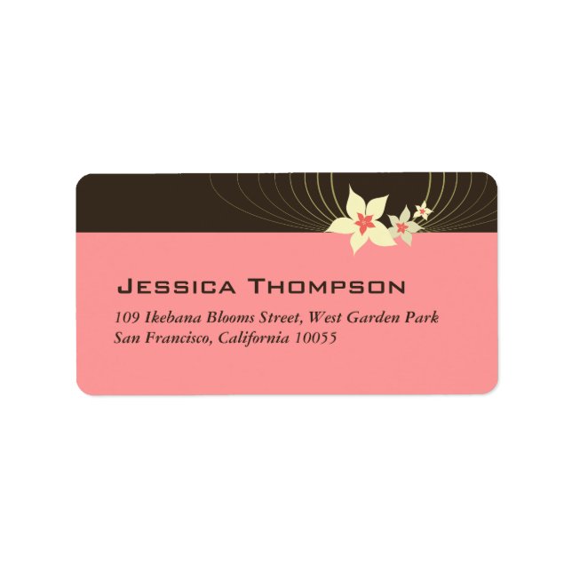 Ikebana Frangipani Pink Tropical Flower Wedding Label (Front)