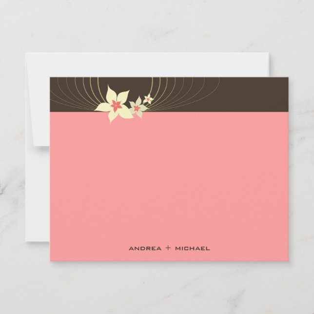 Ikebana Frangipani Pink Tropical Flower Wedding Thank You Card (Front)