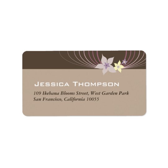 Ikebana Frangipani Purple Tropical Flowers Wedding Address Label