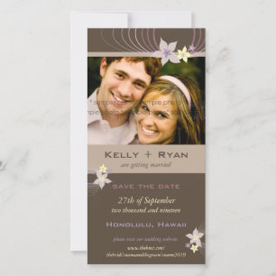 Ikebana Frangipani Purple Tropical Flowers Wedding Save The Date