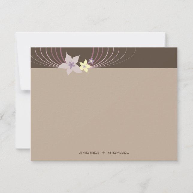 Ikebana Frangipani Purple Tropical Flowers Wedding Thank You Card (Front)