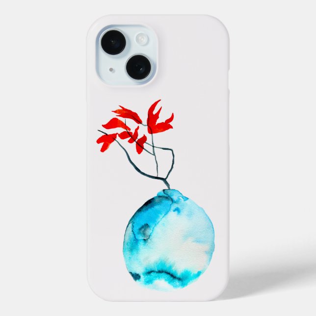 Ikebana watercolor blue vase Case-Mate iPhone case (Back)
