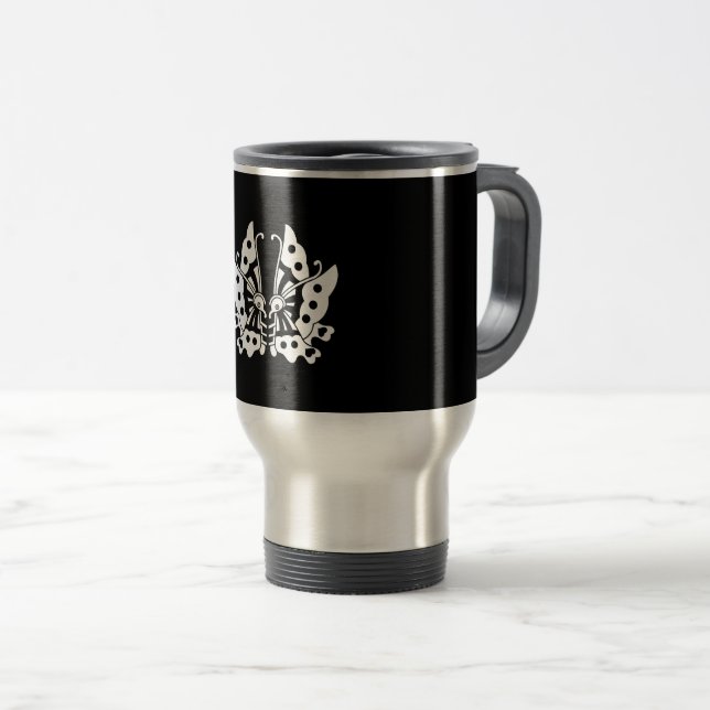 Ikeda facing butterfly travel mug (Front Right)