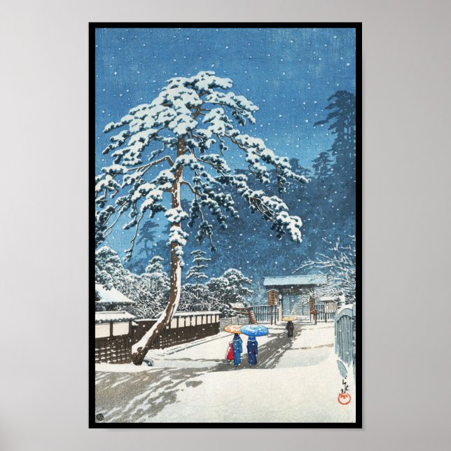Ikegami Honmonji Temple Kawase Hasui shin hanga Poster (Front)