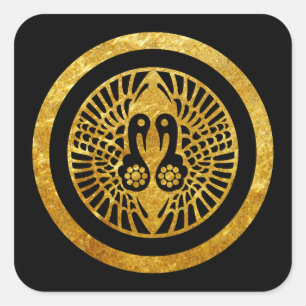 Ikko Ikki Mon Japanese clan faux gold on black Square Sticker