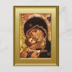 Ikon of the Virgin Mary and the child Jesus Postcard