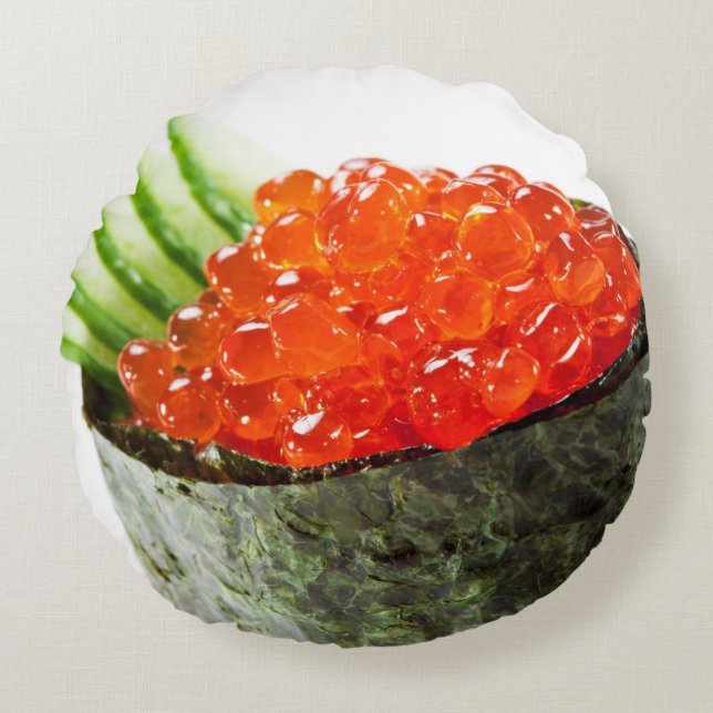 Ikura (Salmon Roe) Gunkan Maki Sushi Round Cushion (Front)