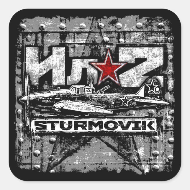 Il-2 Soviet ground attack aircraft Square Sticker (Front)
