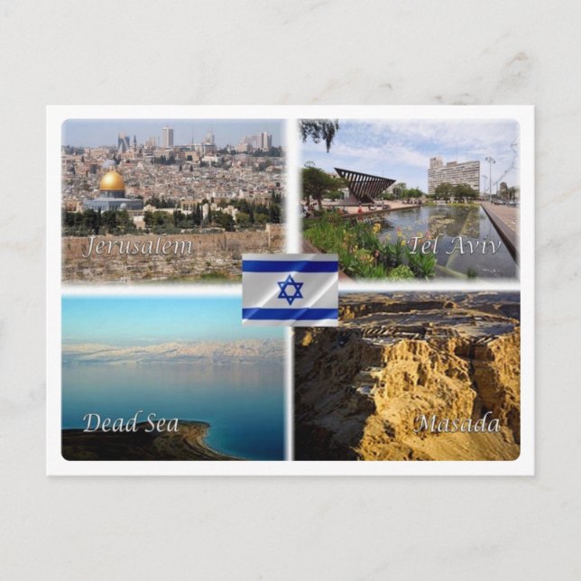 IL Israel - Jerusalem Tel Aviv - Dead Sea - Masada Postcard (Front)