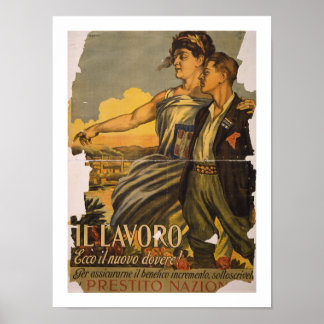 "Il Lavoro"-Work, the New Duty (white) Poster