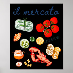 Il Mercato Italian Summer Sardines Lobster Tomato Poster