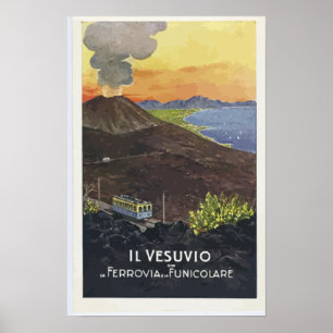 Il Vesuvio Ferrovia Funicolare, Vintage Poster
