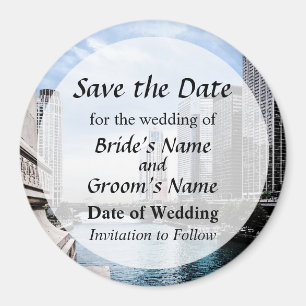 IL - View From Michigan Avenue Bridge Save Date Magnet