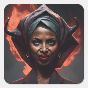 Ilan Omar Shows Her Devil Horns Square Sticker